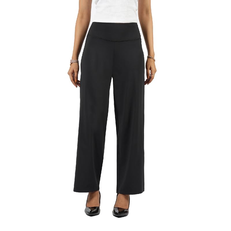 BlissClub Ultimate Wide Lite for Women Above 55 ft Tall | High Waist Trousers and Formal Pants for Office wear | Comfortable fi