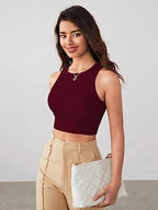 TAGAS Skinny Fit wome Western Tank Tops for Womens and Girls| (C5P-51_Wine