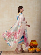 ANNI DESIGNER Womens Cotton Blend Straight Printed Kurta with Pant & Dupatta (Dhimi Pink-NRE_M_Pink_Medium)