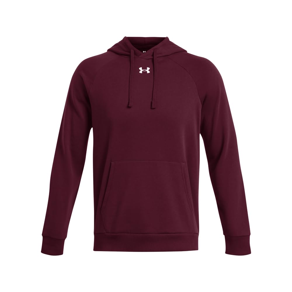 Under Armour Men's Rival Fleece Hoodie, (609) Maroon / / White, X-Large