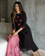 Fabnex Kurta Set For Women | Embroidered Women Kurta Set With Pant | Stylish Kurti Pant Set | Kurta Sets For Women (K-84) (In, A