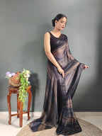 Shiv Textiles Womens Gorgette Zip And Go Pre-Stitched Saree  Effortless Wear & Comfort : Ready To Wear Saree