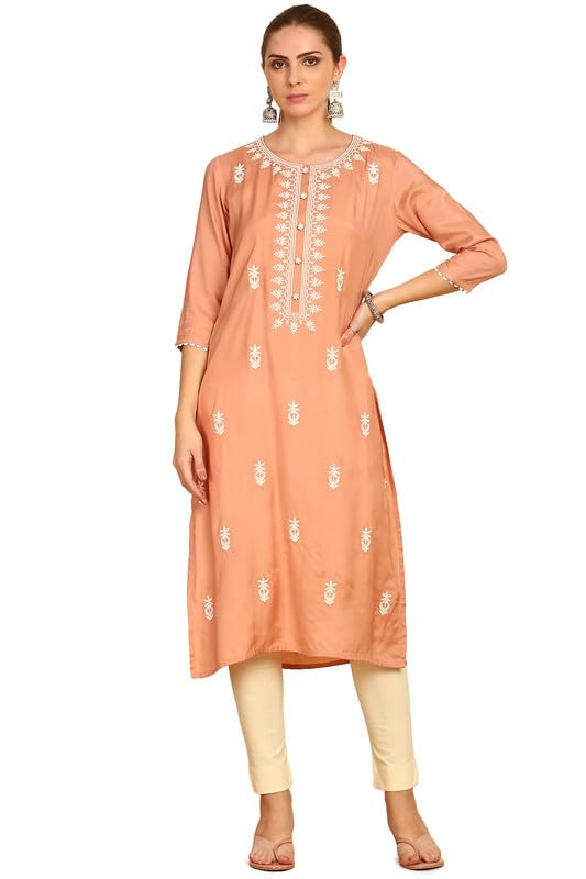 Soch Women Floral Embroidered Straight Muslin Kurta