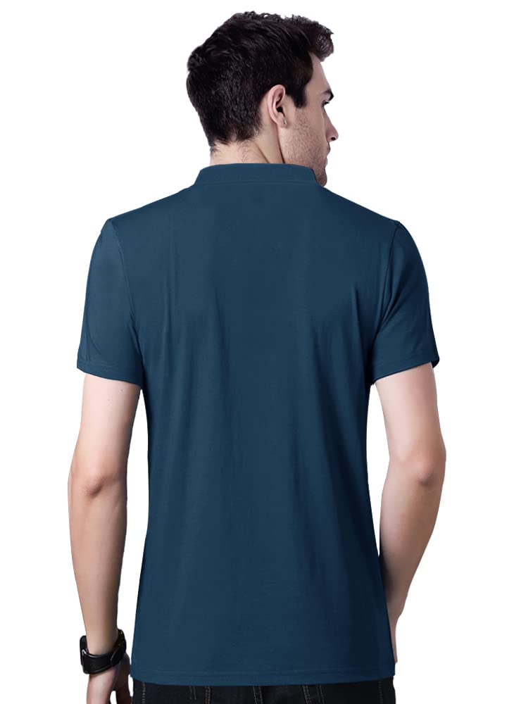 Noble Monk Mens Polo Neck Half Sleeves Color Blocked T-Shirt