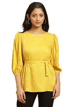 W for Woman Womens Solid Regular Fit Top (23AUW30644-820715_Yellow
