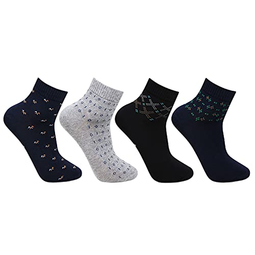 Bonjour Cotton Designer Office/Business/Formal Ankle Modern Socks For Men - Pack Of 4, Multicolour