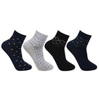 Bonjour Cotton Designer Office/Business/Formal Ankle Modern Socks For Men - Pack Of 4, Multicolour
