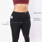 BlissClub Women The Ultimate Fitted Leggings Lite with 1 Back Pockets | Polyester | High Rise Waistband | Leggings for Women, Bl