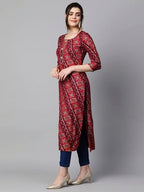 ANNI DESIGNER Womens Cotton Blend Straight Printed Kurta with Pant Set (Badiya Pink-NW_XL_Pink_X-Large)