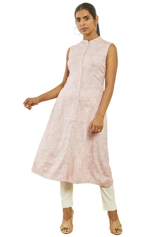 Soch Women Rayon Paisley Print A-Line Kurta with Front Button Placket