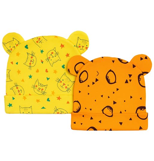 Baby Wish Baby Caps For Newborn 06 Months Knitted Cap For Infants Boys And Girls For Winter Unisex Cap For Babies  Cat Printed 0-6