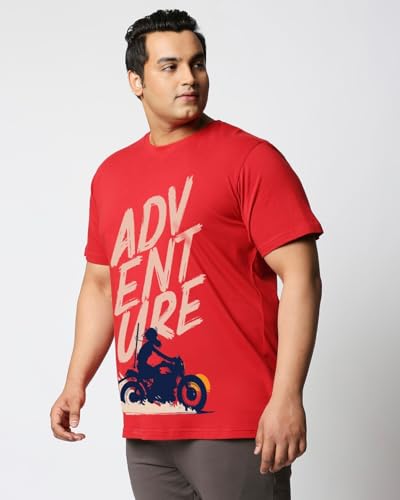 Bewakoof MenS Graphic Printed Oversized Plus Size T-Shirt_625693_Red_4Xl