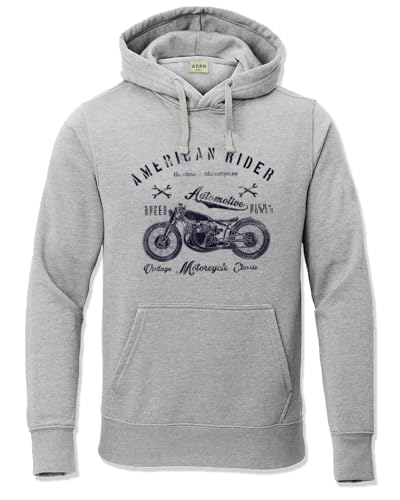 ADRO Men's Cotton Blend Neck Hooded Sweatshirt (H24-AME-GR-M_Grey)