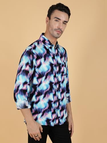 Kotty Mens Printed Rayan Full Sleeves Shirts(Multicolor,L)