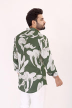 Brown Culture MenS Cotton Blend Abstract Print Shirt With Spread Collared Full Sleeves Standard Length And Button Down Closure