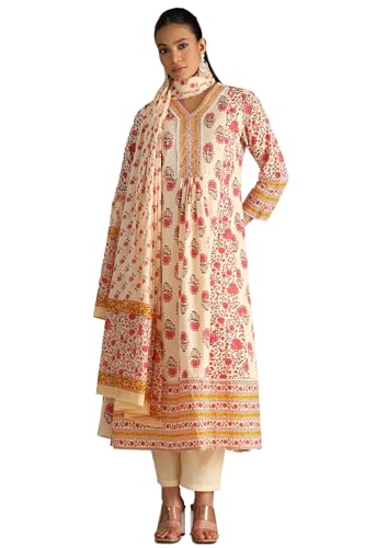 Soch Women Cotton Floral Print Suit Set with Cutdana