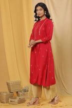 W For Woman Women Viscose Kurta Set & Parallel Pant