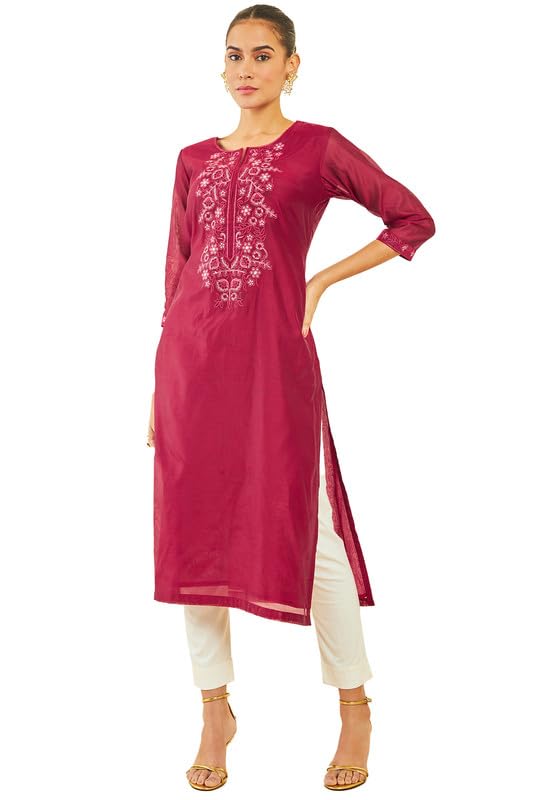 Soch Women Chanderi Kurta with Floral Embroidery