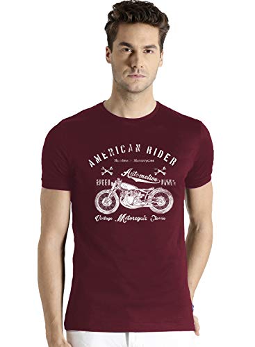 ADRO Men's Regular Fit T-Shirt (RNR-M-AME-BG-XXL_Maroon_XX-Large)