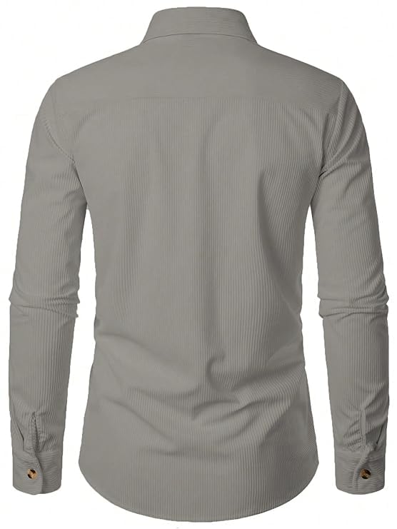 Trillmixa MenS Polyester Shirt With Spread Collar Neck Full Sleeves Two Side Pockets Solid Pattern Relaxed Fit And Standard Len