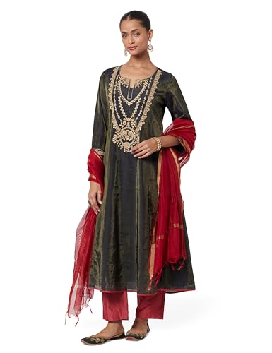 Soch Women Muslin Embroidered Suit Set with Zari