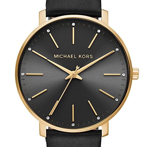 Michael Kors Pyper Three-Hand Black Leather Women's Watch (Model: MK2747)