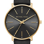 Michael Kors Pyper Three-Hand Black Leather Women's Watch (Model: MK2747)
