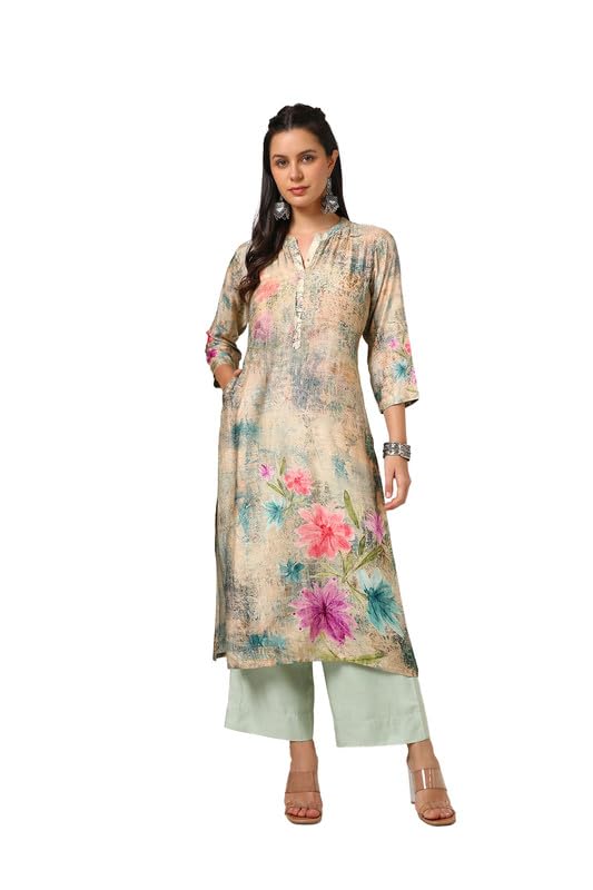 Soch Women Viscose Muslin Floral Print Kurta with Sequins