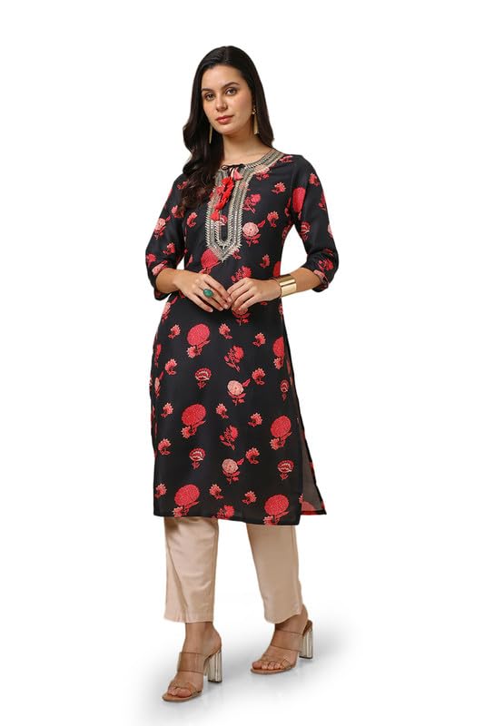 Soch Women Muslin Blend Floral Print Kurta with Sequins