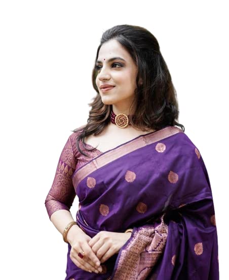 Flosive Ayn WomenS Present Banarasi Soft Lichi Silk Saree Beautiful Jacquard Rich Pallu Design Work 4501 Zari Woven Kanjivaram 