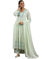 Libas Green Georgette Embroidered Kurta Sets For Women