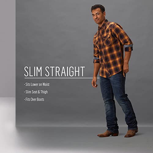 Wrangler Men's Retro Slim Fit Straight Leg Jean, Dark Knight, 42W x 34L