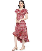 OOMPH! Womens Crepe Wrap Maxi Dress - Crimson Red