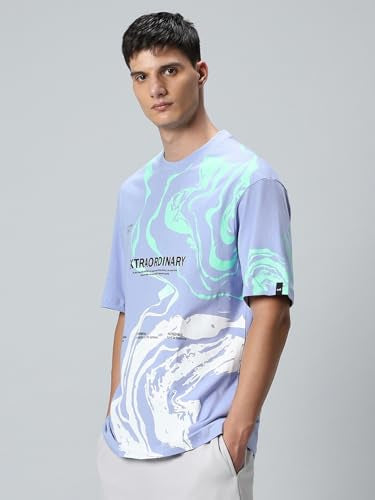 Bewakoof MenS Typography Oversized T-Shirt_582785_Purple_Xl