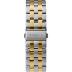 Timex Men's Dress Analog 33mm Stainless Steel Bracelet Watch with Genuine Diamond, Two-Tone/Black