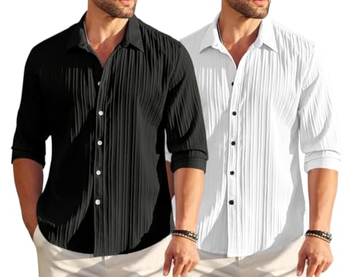 Royalscout MenS Solid Regular Fit Shirt (2_Pop_222_Black & White