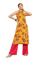 Varanga Women'S Crepe T-Shirt (Nv_Vkur1360-Xl_Mustard