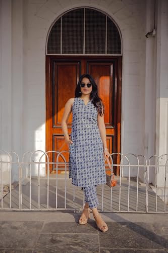 ANNI DESIGNER Womens Rayon Blend Straight Printed Kurta with Pant (Ranopali Blue_XXL_Blue_XX-Large)
