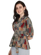 OM SAI LATEST CREATION Women Solid Western Top with Half Sleeves for Office Wear, Casual Wear, Under 399 Top for Women Top (Grey