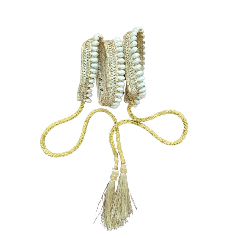 Cotton Blend Slim And Beautiful Rose Gold Belt With White Beads For Girls (24) 24