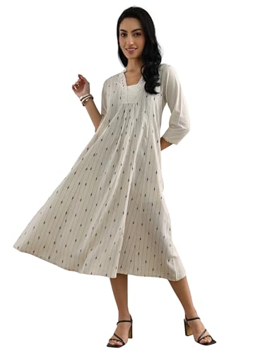 Libas Women Woven Design A-Line Dress For Women Off White