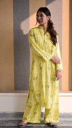 ANNI DESIGNER Womens Rayon Viscose Straight Printed Kurta with Palazzo (Canva YELLOW-VKS01_XL_Yellow_X-Large)