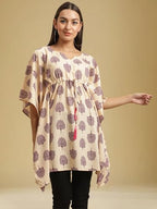 Tee Projekt Casual Combo Crepe Kimino Sleeves Women'S Printed Kaftan Dress Ll Kaftan Top For College Girl Ll Casual & Everyday Kurta (Pack Of 2)