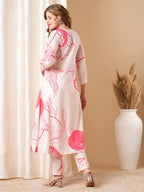 ANNI DESIGNER Womens Cotton Blend Anarkali Printed Kurta with Pant (Santra Pink-VKS-01_S_Pink_Small)