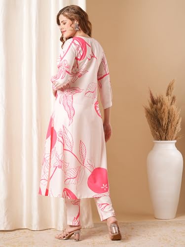 ANNI DESIGNER Womens Cotton Blend Anarkali Printed Kurta with Pant (Santra Pink-VKS-01_XXL_Pink_XX-Large)