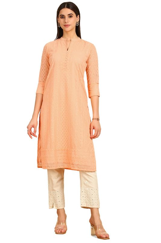 Soch Women Paisley Embroidered Mandarin Collar Georgette Kurta