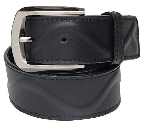 Walletsnbags Oillpullup Leather Stiched And Ribbed Belt (B3_Black_32) 32