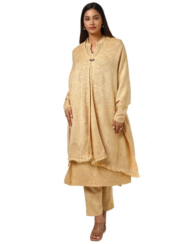 Soch Women Acrylic Woven Design Winter Suit Set with Beads and Stones