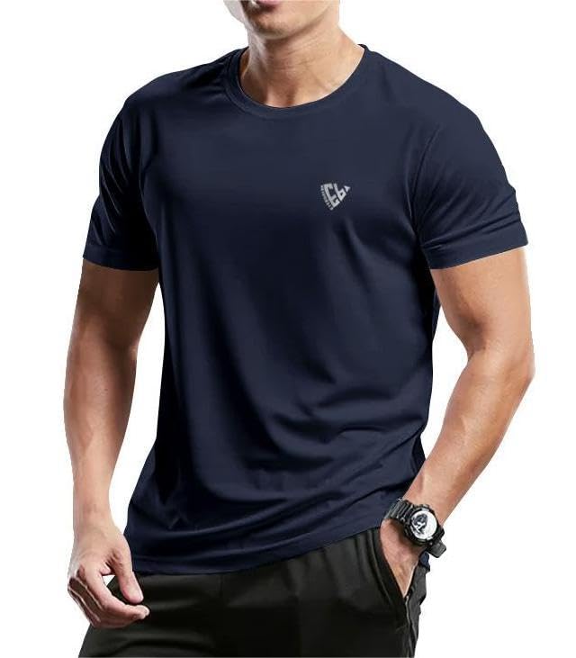 Noble Monk MenS Regular Fit T-Shirt (T573-Nb-La Navy Blue_Limeade_New