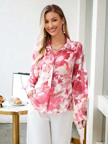 Litzo Shirts For Women  Korean Style Long Sleeve Oversized Button Down | Plus Size Workwear Top For Office & Casual Wear (L-103-